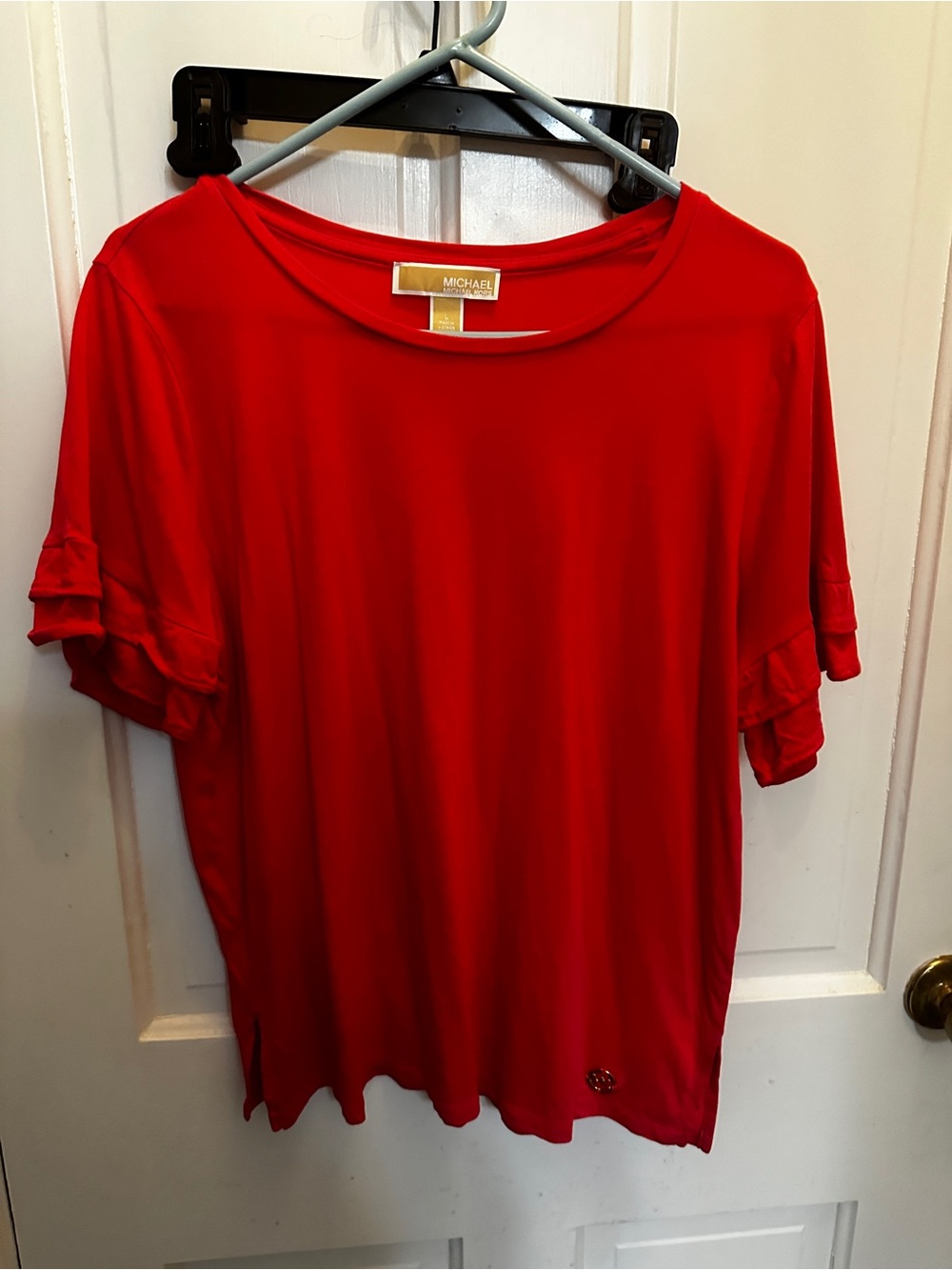 Michael Kors Bright Pink Fuchsia T- shirt with Sleeve Ruffles